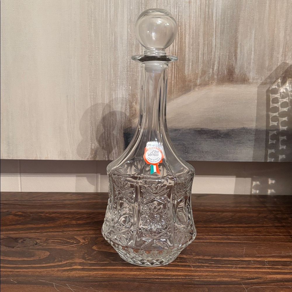 Vintage  Les Verres Italian Mid-Century Pressed Glass Decanter - Picture 8 of 8